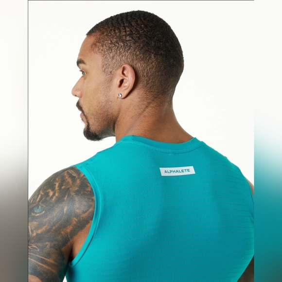 Nwt alphalete men's hero tank color ocean blue - Picture 2 of 12